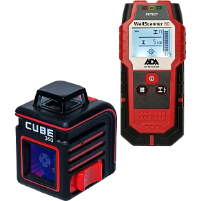 Новогодний комплект ADA: нивелир CUBE 360 Basic Edition и детектор Wall Scanner 80
